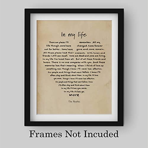 The Beatles" In My Life" Song Lyrics Wall Art- 8 x 10"