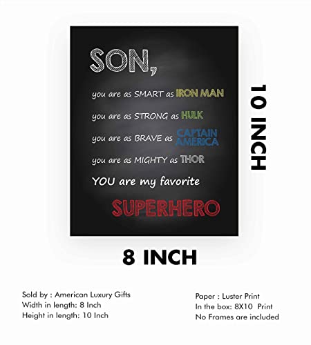 "Son-You Are My Favorite Superhero" Inspirational Wall Art Sign -8 x 10"