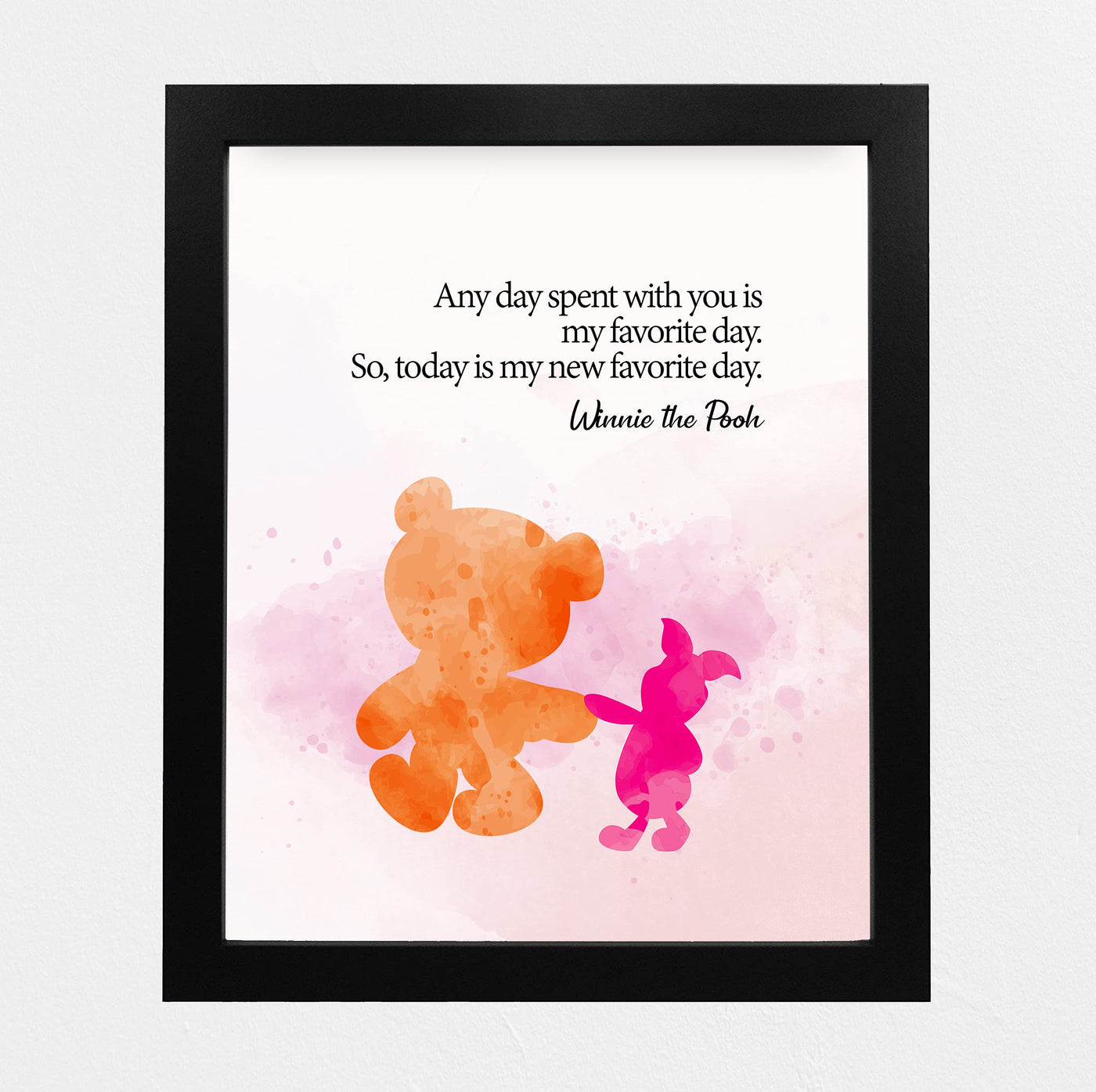 Winnie the Pooh Quotes-"Today Is My New Favorite Day" Inspirational Wall Art -8 x 10 Replica Abstract Painting Art Print-Ready to Frame. Classic Home-Bedroom-Nursery-Play Room Decor. Great Gift!