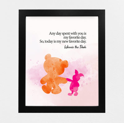 Winnie the Pooh Quotes-"Today Is My New Favorite Day" Inspirational Wall Art -8 x 10 Replica Abstract Painting Art Print-Ready to Frame. Classic Home-Bedroom-Nursery-Play Room Decor. Great Gift!