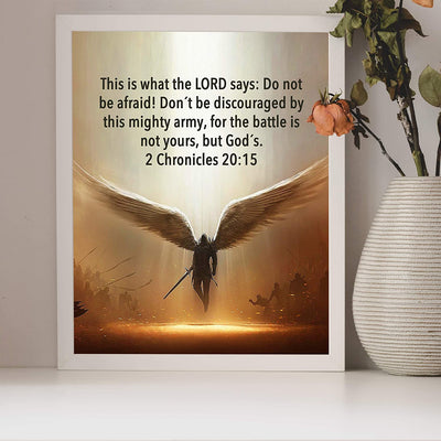 "The Battle Is Not Yours, But God's"-2 Chronicles 20:15-Bible Verse Wall Art -8x10"