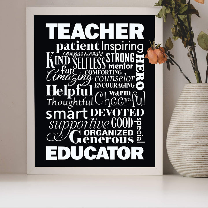 The Perfect Teacher-Educator Inspirational Wall Print- 8 x 10" Beautifully Designed Modern Typographic Word Art-Ready to Frame. Motivational Home-Office-Classroom Decor. Great Gift of Appreciation!