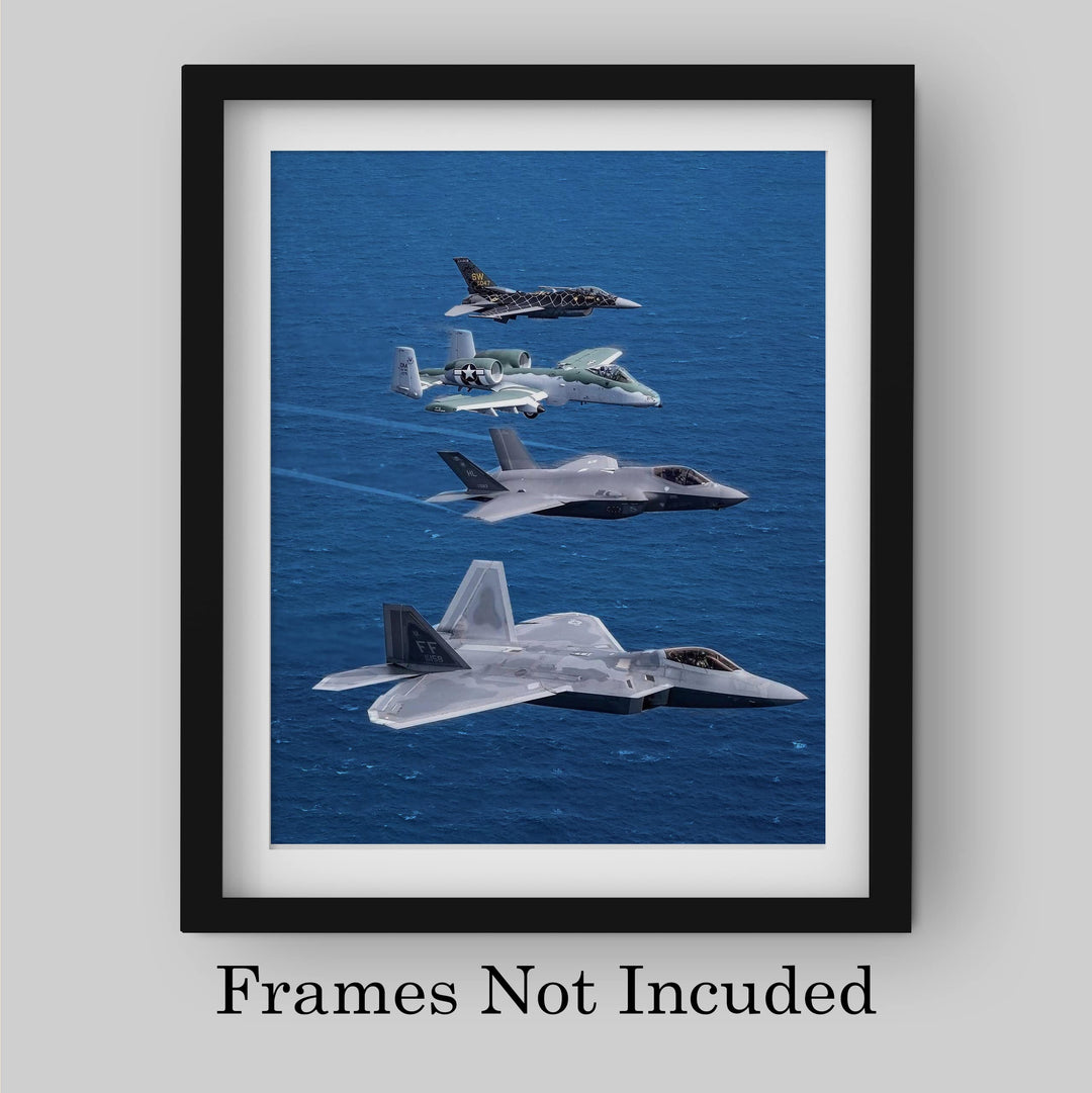F22 Raptor Demo Team -Fighter Jet Poster Print -8 x 10" US Air Force Military Aircraft Wall Decor Image -Ready to Frame. Home-Office-School Decor. Perfect Sign for Game Room-Garage-Man Cave Decor!