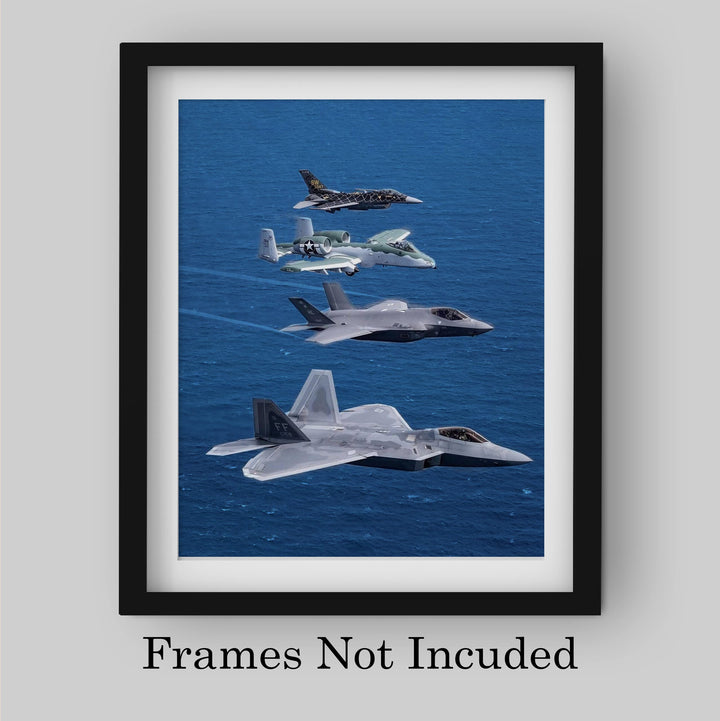 F22 Raptor Demo Team -Fighter Jet Poster Print -8 x 10" US Air Force Military Aircraft Wall Decor Image -Ready to Frame. Home-Office-School Decor. Perfect Sign for Game Room-Garage-Man Cave Decor!