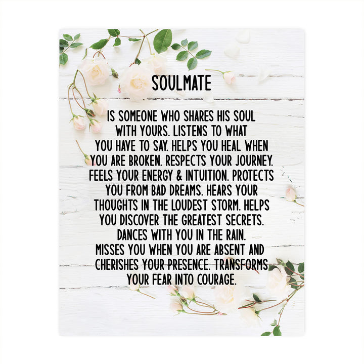 Soulmate-Someone Who Shares His Soul With Yours Inspirational Wall Art -8x10" Love &amp; Marriage Floral Print-Ready to Frame. Romantic Home-Bedroom-Office-Studio-Wedding Decor. Great Gift for Couples!
