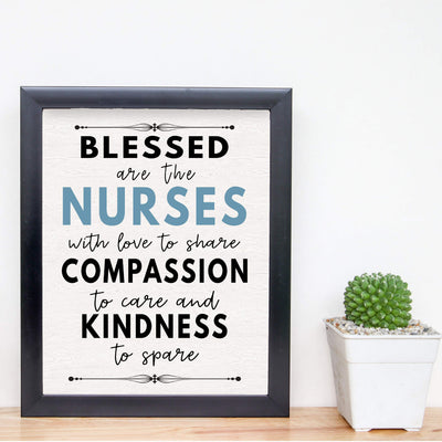 Blessed Are the Nurses With Love To Share- Inspirational Wall Sign - 8 x 10" Typographic Art Print-Ready to Frame. Motivational Home-Office-Nursing School-Clinic Decor. Great Gift of Appreciation!