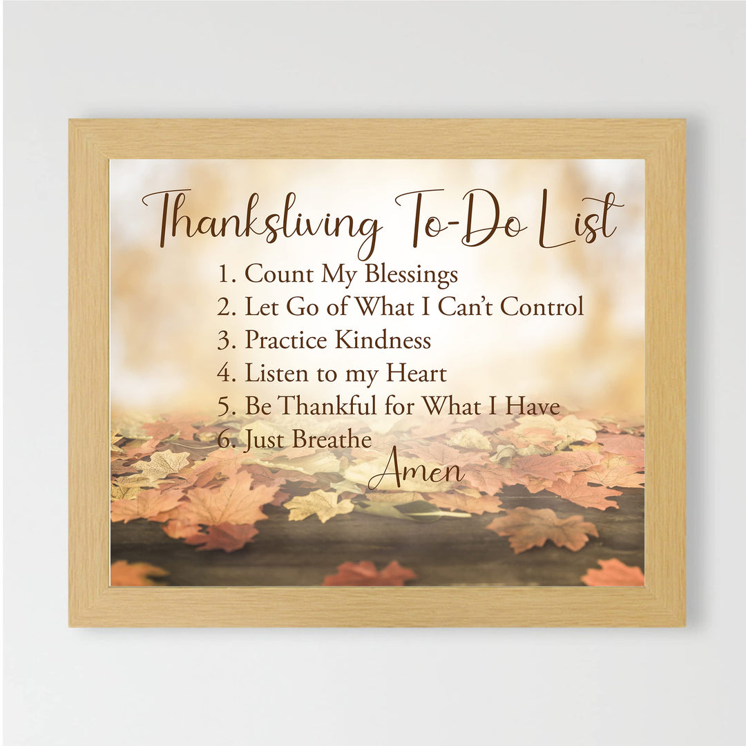 Thanksliving To-do List- Inspirational Fall Decor Wall Art- 10 x 8" Thanksgiving Holiday Themed Print -Ready to Frame. Festive Autumn Foliage Photo Print for Home-Kitchen-Office-Farmhouse Decor!