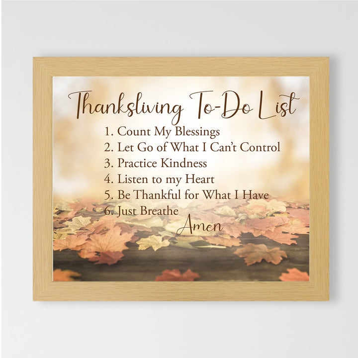 Thanksliving To-do List- Inspirational Fall Decor Wall Art- 10 x 8" Thanksgiving Holiday Themed Print -Ready to Frame. Festive Autumn Foliage Photo Print for Home-Kitchen-Office-Farmhouse Decor!