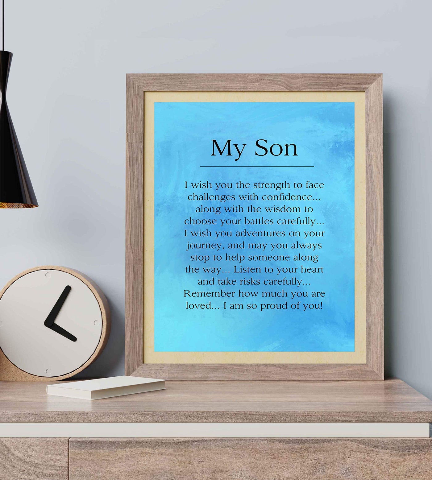 My Son-I Am So Proud Of You Inspirational Wall Art Sign -8 x 10" Motivational Typographic Poster Print-Ready to Frame. Loving, Heartfelt Message for Any Son. Great Birthday-Graduation-Wedding Gift!