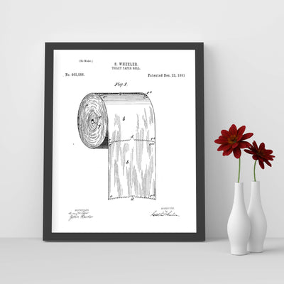 Toilet Paper Roll -Design Patent Wall Decor Art -8 x 10" Vintage Bathroom Wall Art Print-Ready to Frame. Retro Bathroom Sign for Home-Office-Guest House Decor. Perfect Housewarming Gift!