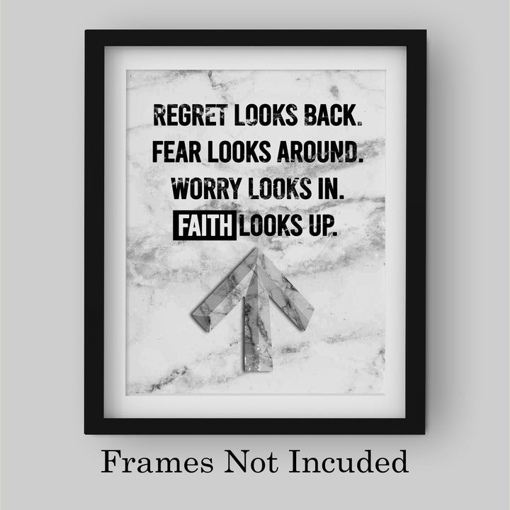 Faith Looks Up Inspirational Quotes Wall Art-8 x 10" Typographic Christian Wall Print-Ready to Frame. Motivational Decoration for Home-Office-Church-Dorm Decor. Great Religious Gift of Inspiration!