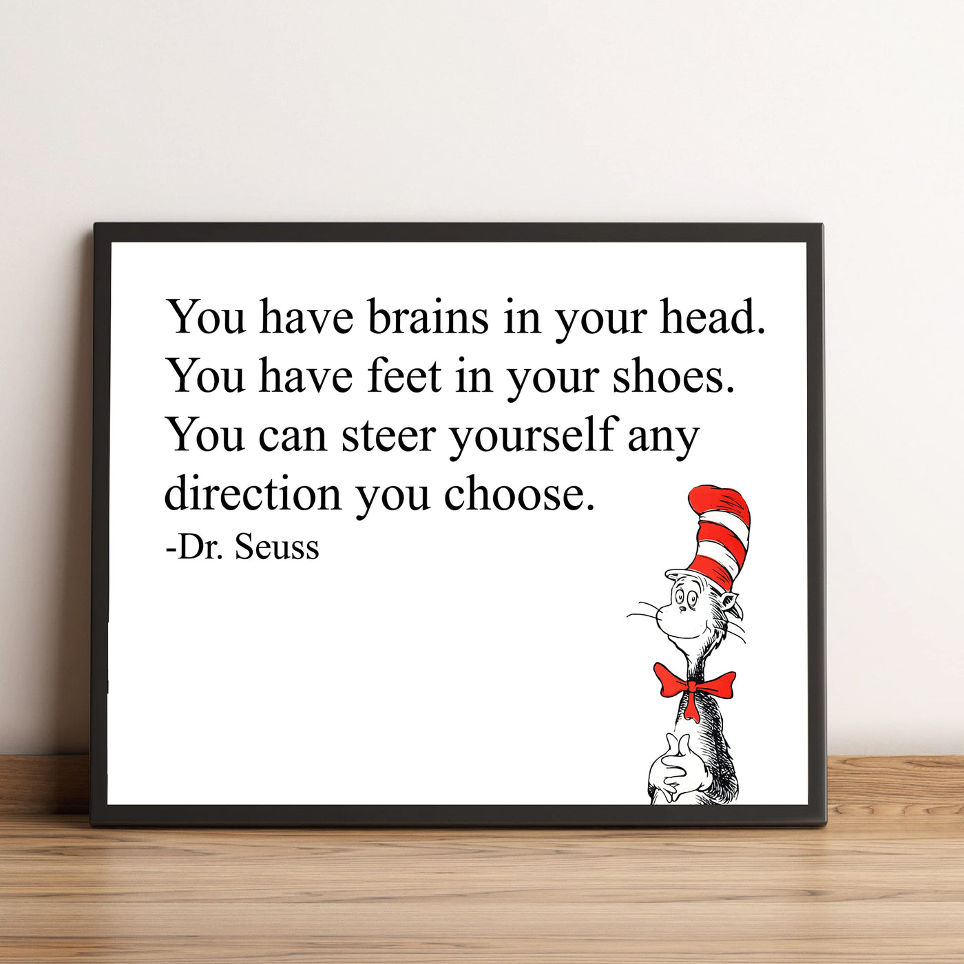 Dr. Seuss Quotes-"You Can Steer Yourself Any Direction You Choose" Inspirational Wall Art- 8x10" Modern Print-Ready to Frame. Motivational Home-Playroom-School-Library Decor. Great Gift for Teachers!