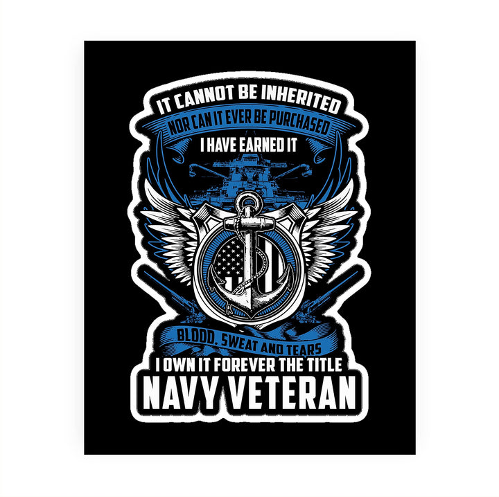 Navy Veteran-Own the Title Forever-American Flag Military Logo Wall Art -8 x 10" Patriotic US Navy Veterans Print -Ready to Frame. Home-Office-Garage-Shop-Man Cave Decor. Great Gift for Veterans!