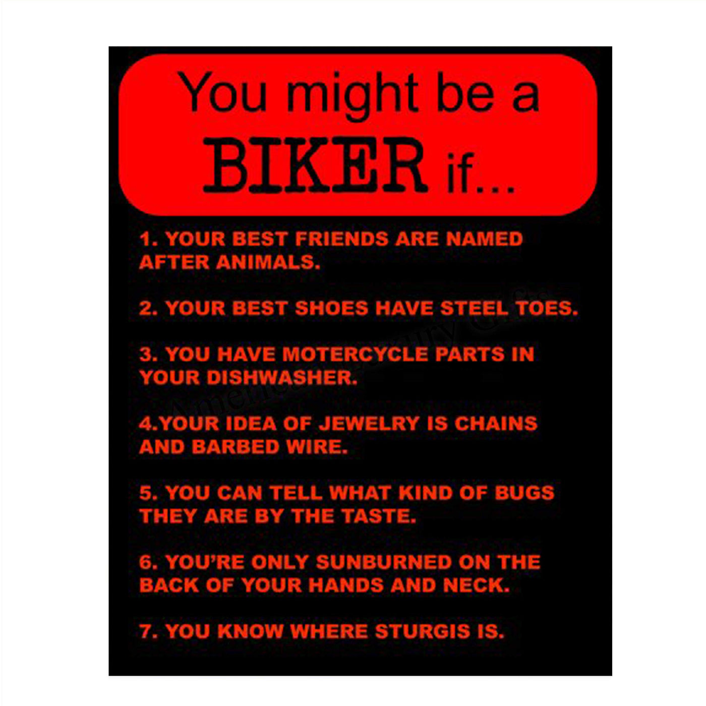 You Might Be A BIKER If. Funny Wall Art Print- 8 x10" Humorous Wall Decor- Ready To Frame. Motorcycle Gift Decor. Home & Office Decor. Perfect Gift for Man Cave-Bar-Garage-Shop.