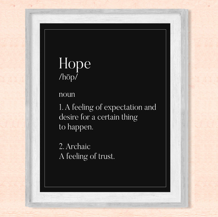 Definition of Hope Inspirational Wall Sign -8 x 10" Christian Art Print-Ready to Frame. Modern Typographic Design. Home-Office-Family Room-Church-Religious Decor. Great Gift of Inspiration!