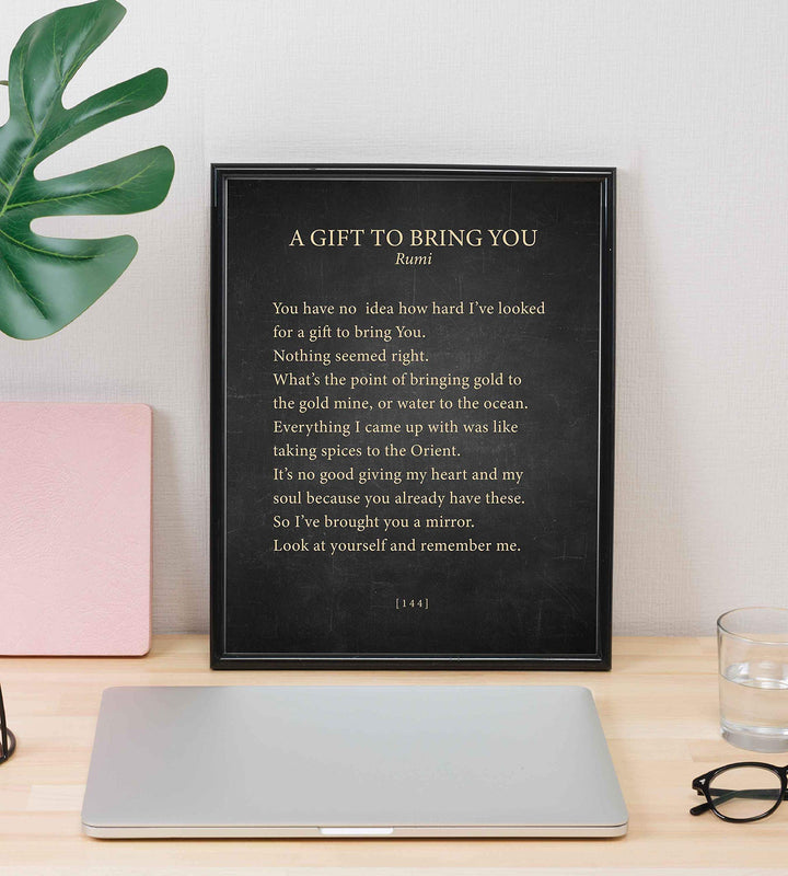 A Gift To Bring You-Rumi Book Page Print-8 x 10" Literary Wall Art Quotes w/Replica Distressed Parchment Design-Ready To Frame. Inspirational Home-Office-Spiritual Decor. Great Gift of Love!
