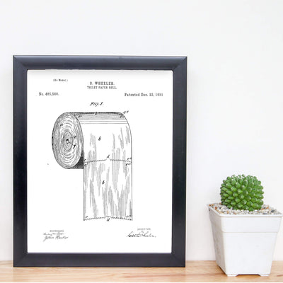 Toilet Paper Roll -Design Patent Wall Decor Art -8 x 10" Vintage Bathroom Wall Art Print-Ready to Frame. Retro Bathroom Sign for Home-Office-Guest House Decor. Perfect Housewarming Gift!