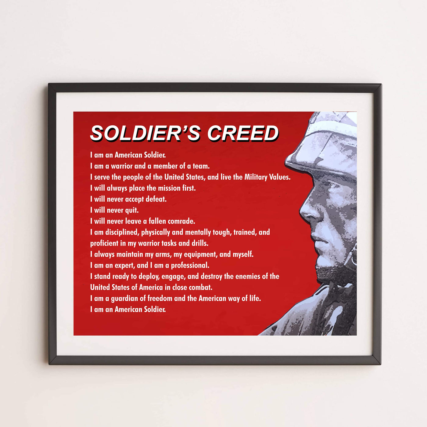 Soldier's Creed Patriotic Wall Decor-14x11" American Soldier USA Print-Ready to Frame. Patriotic Home-Office-Cave-Military Decor. Perfect Sign for Patriotism! Great Gift for Active Duty & Veterans!