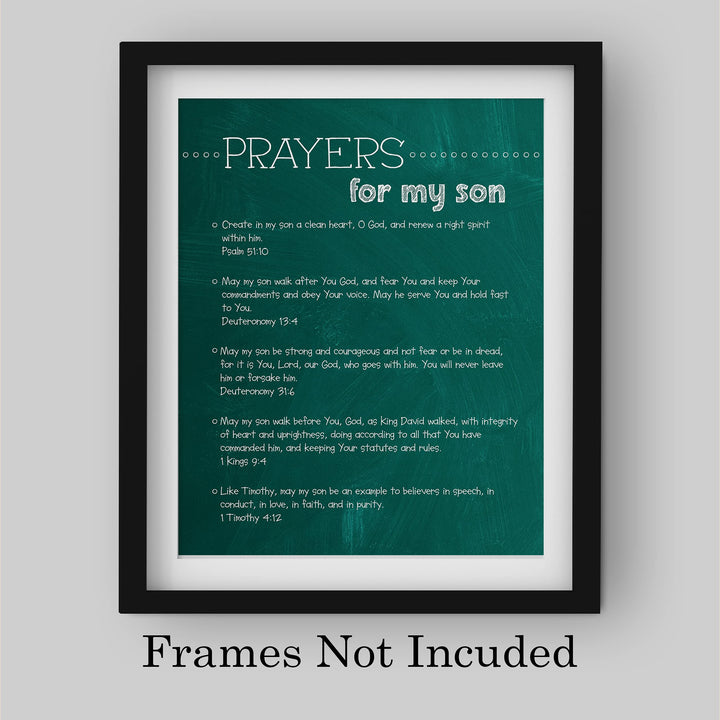 Prayers for My Son Bible Verse Wall Art -8 x 10" Christian Scripture Print-Ready to Frame. Inspirational Religious Decoration for Home-Family-Boys Bedroom-Nursery Decor. Perfect Baby Shower Gift!