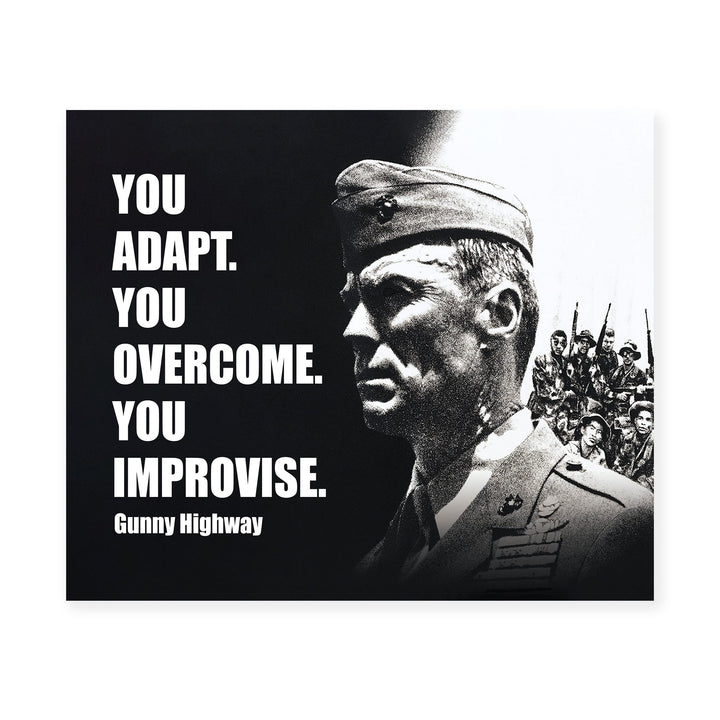 You Adapt-Improvise-Overcome Heartbreak Ridge- Movie Poster Print- 8 x 10" Wall Art-Ready to Frame. Western Movies Decor for Home-Office-Cave-Bar. Collectible for Military &amp; Clint Eastwood Fans.