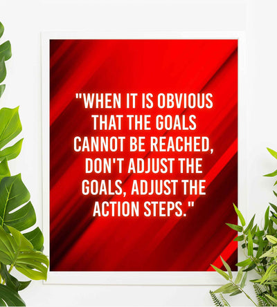 ?Don't Adjust the Goals-Adjust the Action Steps?-Motivational Quotes Wall Art-8 x 10" Typographic Poster Print-Ready to Frame. Home-Office-Classroom-Dorm-Gym Decor. Great Inspirational Gift!