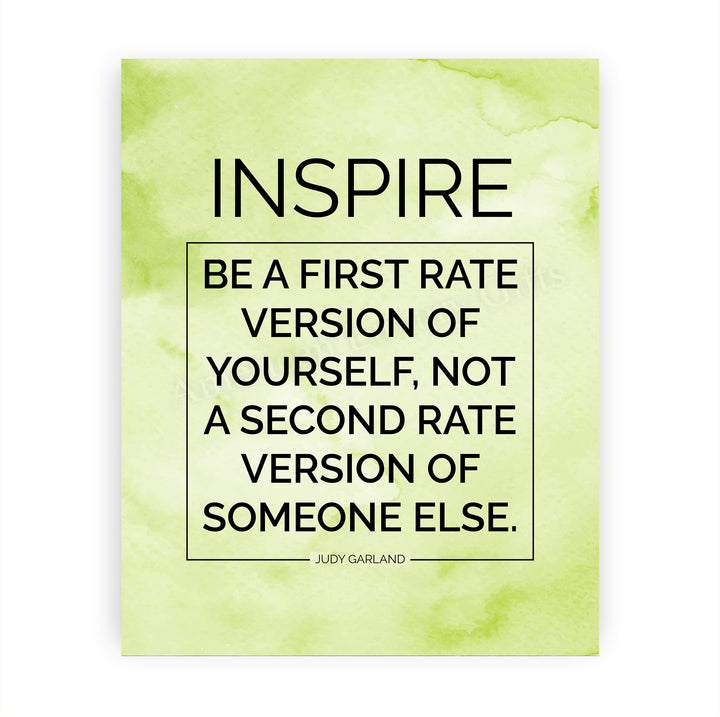 Judy Garland Quotes-"Inspire-Be a First Rate Version of Yourself" Inspirational Wall Art -8x10" Motivational Print-Ready to Frame. Home-Office-Classroom-Dorm Decor. Great Sign to Build Confidence!