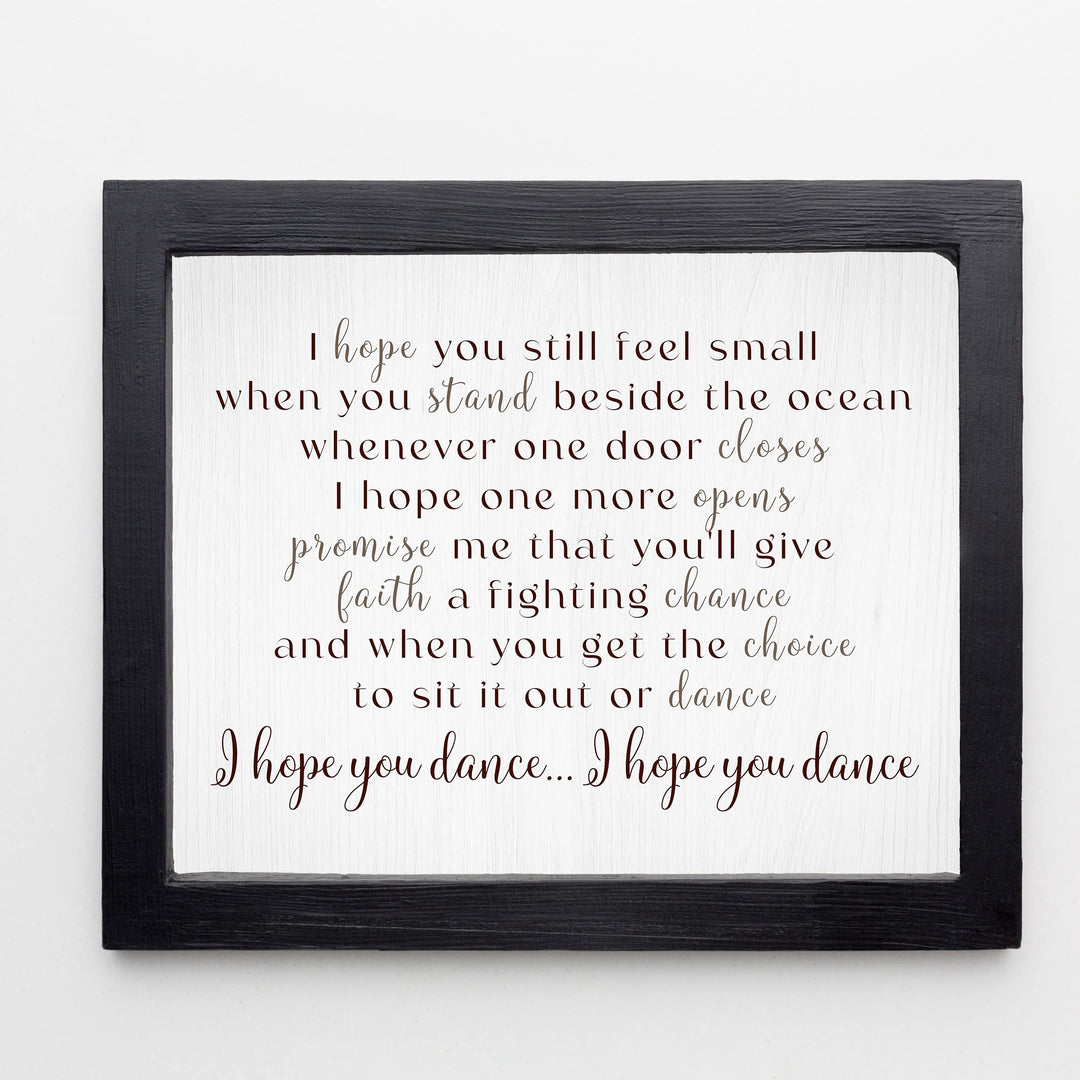 I Hope You Dance Country Music Song Art Print -14 x 11" Inspirational Song Lyrics-Wall Art Decor-Ready to Frame. Rustic Typographic Print. Home-Bedroom-Studio Decor. Perfect Gift For Country Fans!