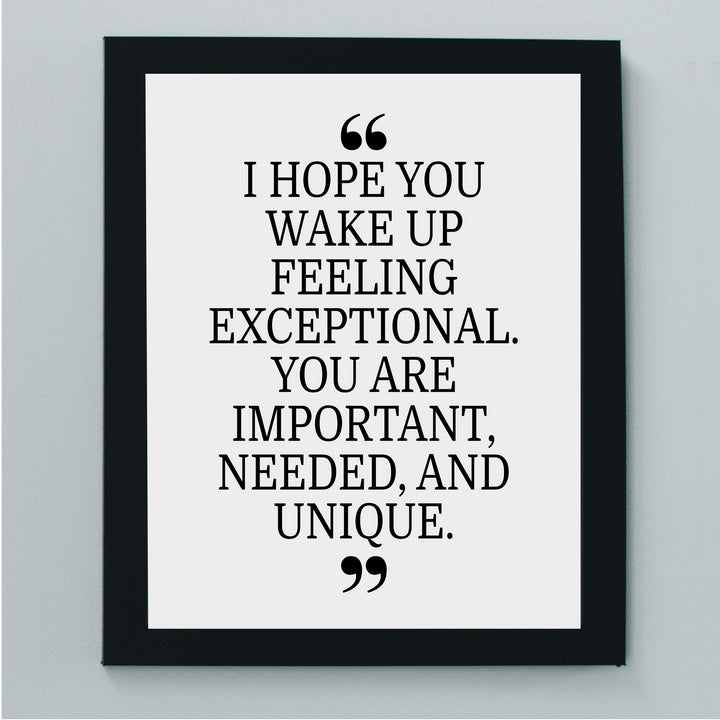 You Are Important, Needed, and Unique Motivational Quotes Wall Art -8 x 10" Inspirational Poster Print-Ready to Frame. Modern Typographic Design. Positive Home-Office-Classroom-Dorm Decor!