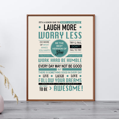 Good Day To Have Good Day- Inspirational-Positive Life Rules Wall Poster. 11 x 14" Modern Wall Art Print-Ready to Frame. Motivational Home-Office-School D?cor. Great Reminders to Live-Laugh-Love!