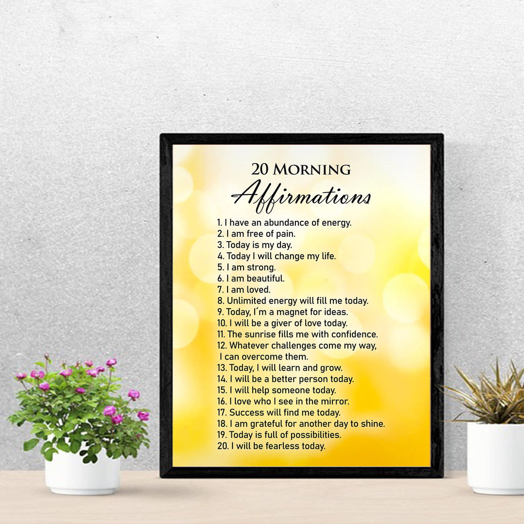 20 Morning Affirmations- Inspirational Start the Day Quotes Wall Art -11 x 14" Motivational Print Wall Decor -Ready to Frame. Positive Wall Decor for Home-Office-Classroom-Work. Choose To Win!