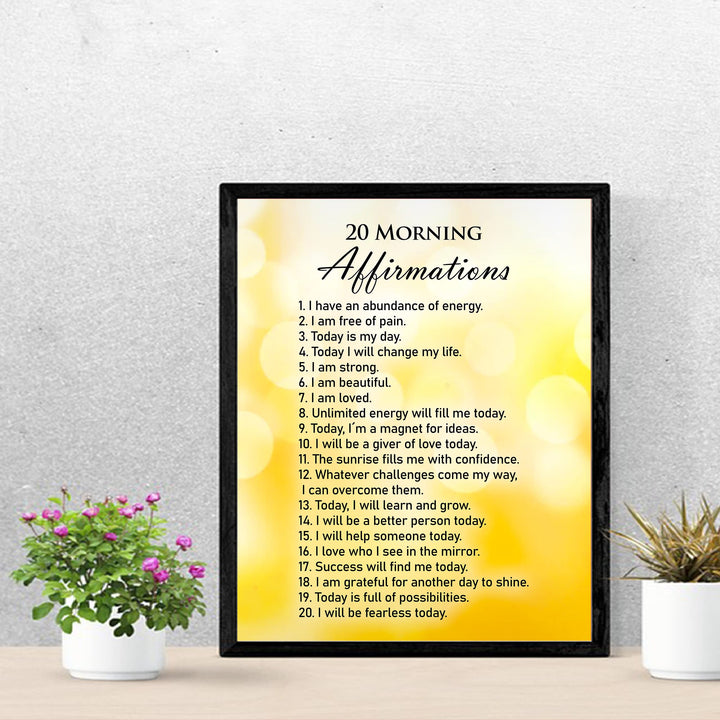 20 Morning Affirmations- Inspirational Start the Day Quotes Wall Art -11 x 14" Motivational Print Wall Decor -Ready to Frame. Positive Wall Decor for Home-Office-Classroom-Work. Choose To Win!