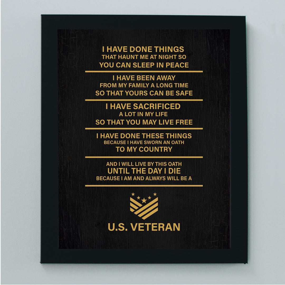 I Will Live By This Oath - US Veteran American Flag Military Wall Art -8 x 10" Patriotic USA Veterans Print -Ready to Frame. Home-Office-Garage-Bar-Shop-Man Cave Decor. Display Your Patriotism!