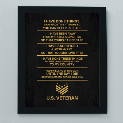 I Will Live By This Oath - US Veteran American Flag Military Wall Art -8 x 10" Patriotic USA Veterans Print -Ready to Frame. Home-Office-Garage-Bar-Shop-Man Cave Decor. Display Your Patriotism!