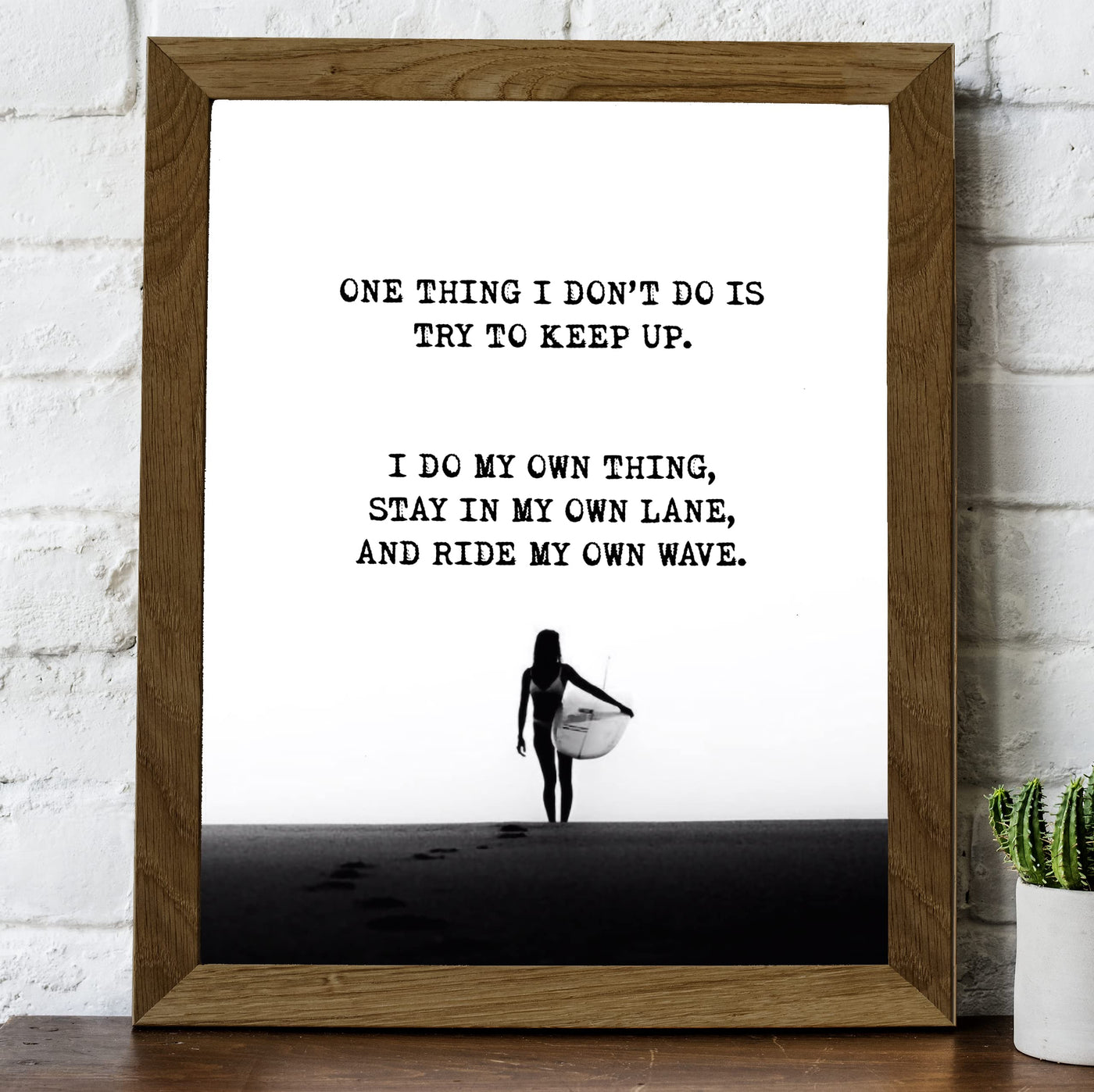 I Do My Own Thing- Ride My Own Wave-Surfer Girl on the Beach -Inspirational Wall Art Print -8 x 10"-Ready to Frame. Retro Home-Office-Beach House Decor. Perfect for Beach, Ocean and Surfing Themes!