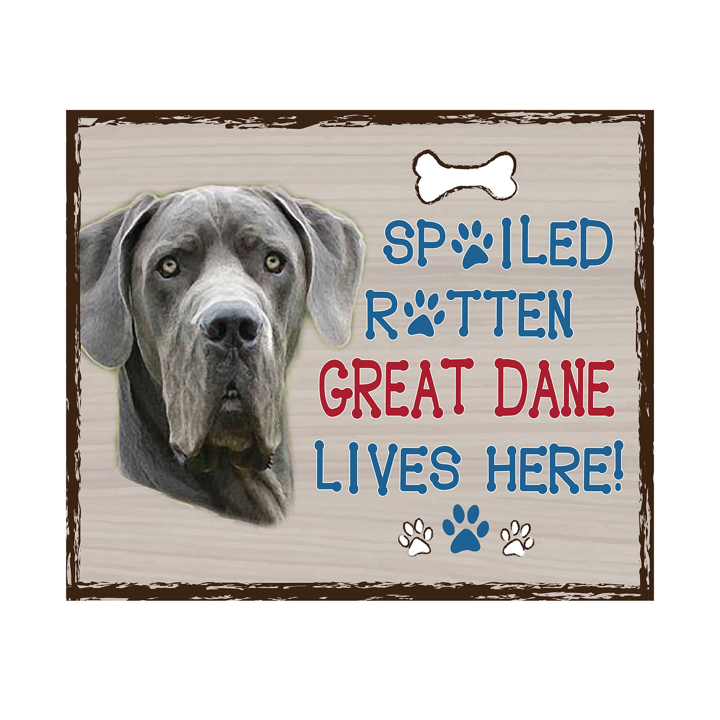 Great Dane-Dog Poster Print-10 x 8" Wall Decor Sign-Ready To Frame."A Spoiled Rotten Great Dane Lives Here". Perfect Pet Wall Art for Home-Kitchen-Cave-Bar-Garage. Great Gift for Great Dane Owners!
