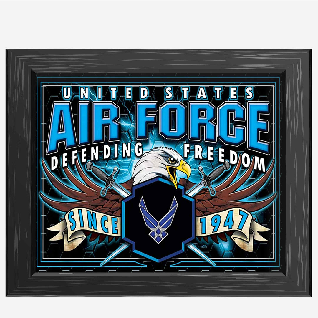 U.S. Air Force War Eagle Poster Print- 10 x 8"- Airmen Wall Art Prints-Ready To Frame."Defending Freedom Since 1947". Home-Office-Military Decor. Great Gift to Display Airman&