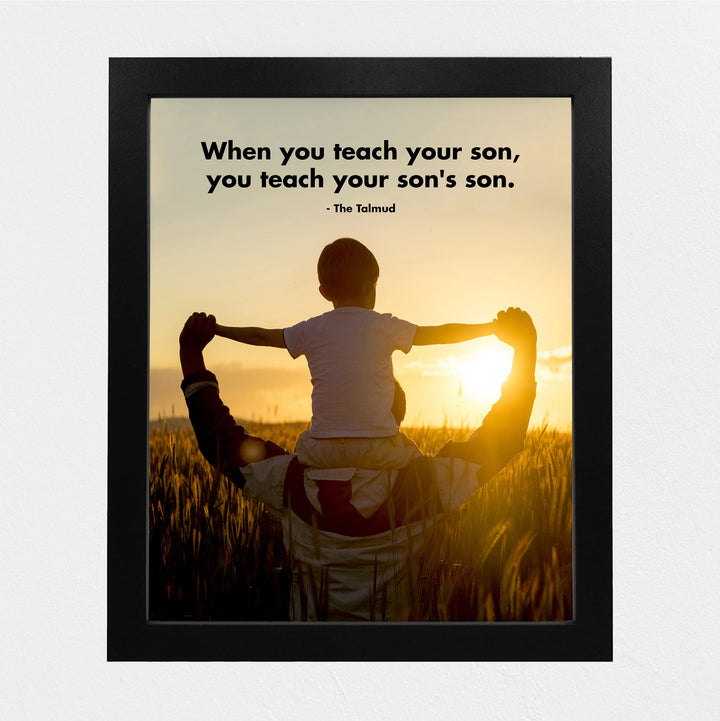 The Talmud Wall Art Quote -"When You Teach Your Son"- 8 x 10" Inspirational Sunset Picture Print -Ready to Frame. Religious Decor for Home-Office-Classroom. Great Spiritual Gift for Father &amp; Son!