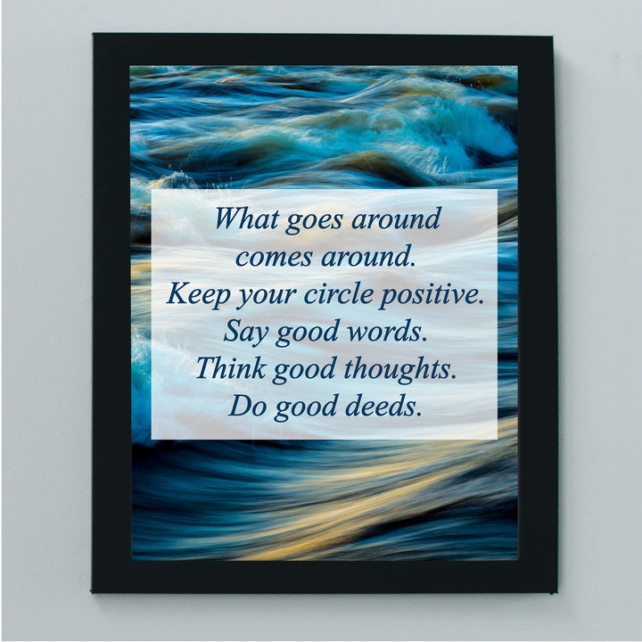 Think Good Thoughts-Do Good Deeds-Inspirational Quotes Wall Art -10 x 8" Typographic Ocean Wave Print -Ready to Frame. Motivational Home-Office-School-Beach House Decor. Great Reminder to Be Kind!