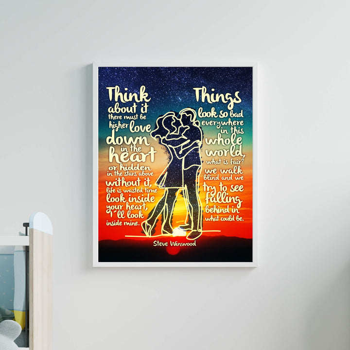 Steve Winwood-"Higher Love"-Greatest Hits Wall Sign-11 x 14" Song Lyric Art Poster Print-Ready to Frame. Retro Decor for Home-Studio-Bar-Dorm-Cave. Great Gift for All Classic Rock Music Fans!