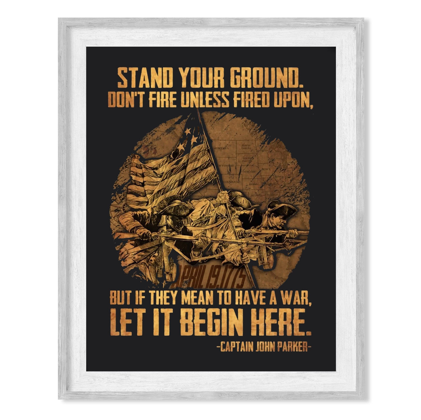 Captain John Parker Quotes-"Stand Your Ground"-American History Wall Art -8 x10" Vintage US Military American Flag Print -Ready to Frame. Home-Office-Classroom-Bar-Cave Decor. Great Patriotic Gift!