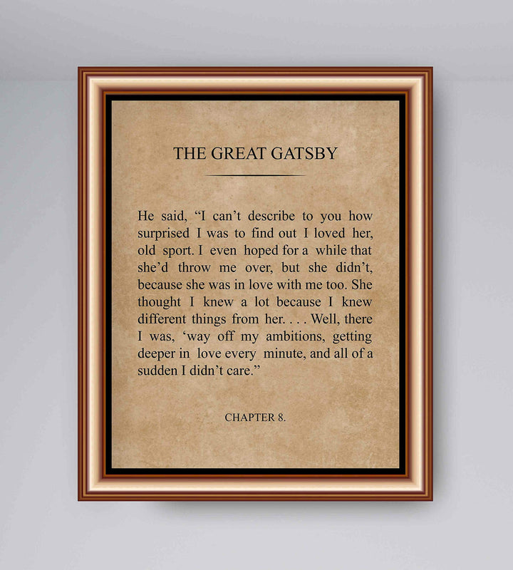 F. Scott Fitzgerald-"The Great Gatsby" Book Page Wall Sign-8 x 10" Distressed Word Art Poster Print-Ready to Frame. Home-Office Decor. Perfect Decor for Library-Study! Great Literary Gift for All!