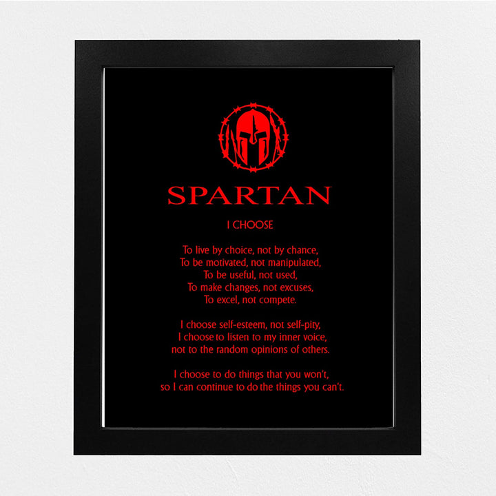 "Spartan Code Affirmations- I Choose."- Motivational Quotes Wall Art-8 x 10"