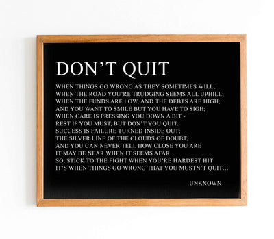 Don't Quit-Inspirational Poem Page Print-14 x 11" Poetic Wall Art Sign-Ready to Frame. Motivational Poster Print Perfect for Home-Office-Study-School Decor. Great Gift of Motivation for Poetry Fans!