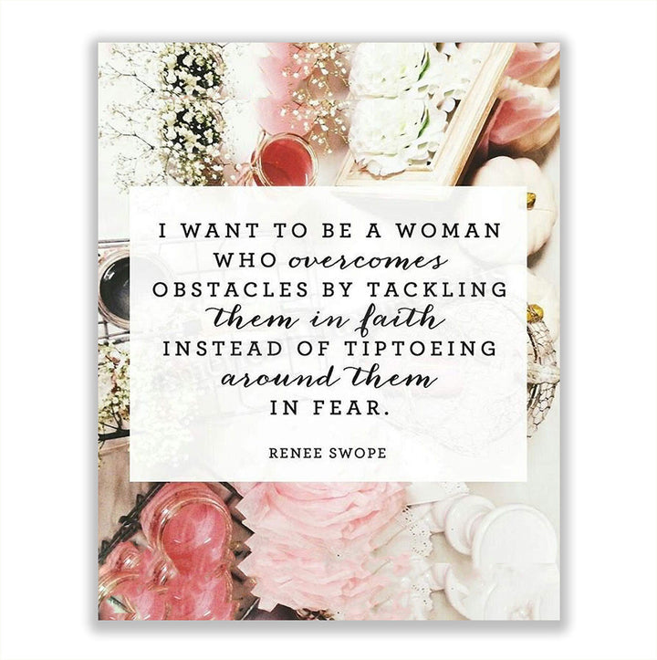 Renee Swope Quotes-Spiritual Wall Art- ?Be a Woman Who Overcomes By Faith vs. Fear?- 8 x 10" Modern Typographic Print-Ready to Frame. Religious Home-Office-Church D?cor. Encouraging Christian Gift.