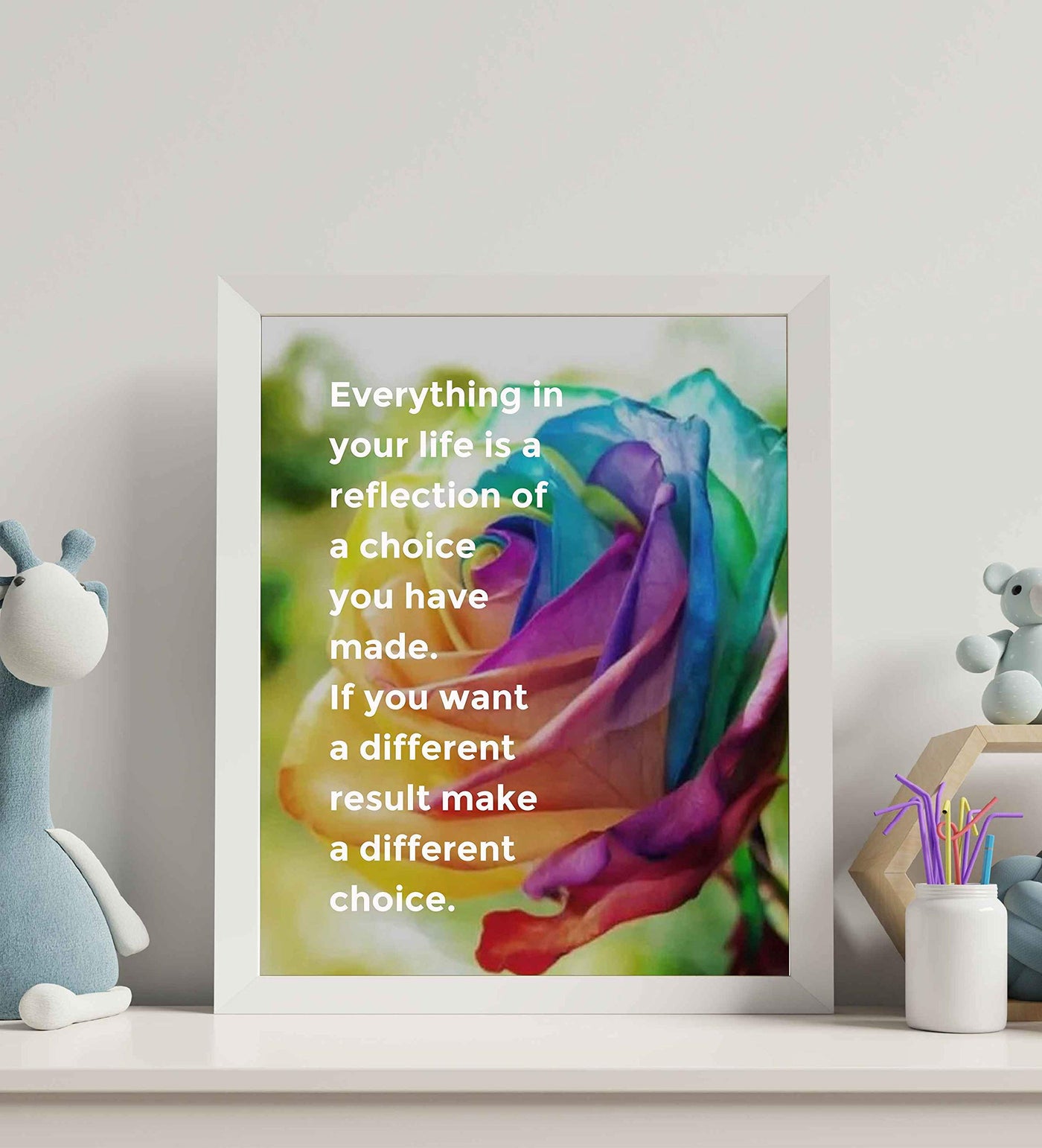 Everything in Life Is a Reflection of Choice Inspirational Quotes Wall Art -8 x 10" Floral Typographic Poster Print-Ready to Frame. Positive Home-Office-Classroom Decor. Great Motivational Sign!