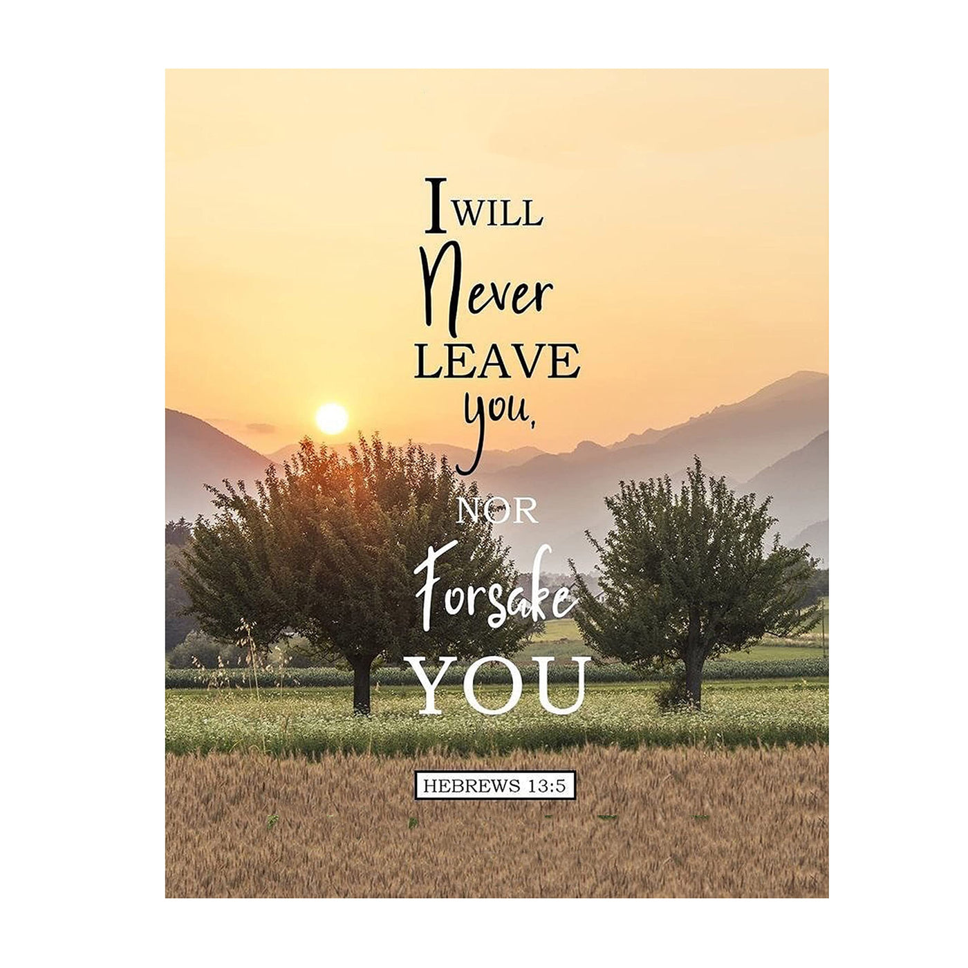 Never Leave You-Nor Forsake You Hebrews 13:5 Bible Verse Print- Scripture Wall Art-8x10"-Ready to Frame. Inspirational Home-Office-Church D?cor. Beautiful Christian Gift to Remind Us of God's Love!