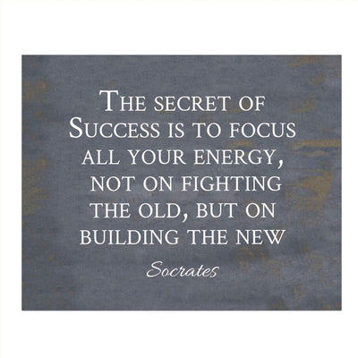 The Secret To Success-Building the New- Socrates Quotes Wall Art- 8 x 10" Motivational Wall Print-Ready to Frame. Modern Typographic Design-Home-Office-School D?cor. Perfect Gift for Motivation.