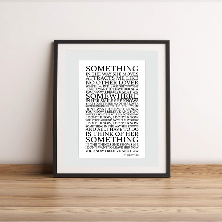 The Beatles Song Lyrics Wall Art-"Something In The Way She Moves" 11 x 14" Art Matted Print-Ready to Frame. Retro Home-Office-Cave D?cor. Perfect Love Song Gift for Beatles Fans &amp; Inspiration.