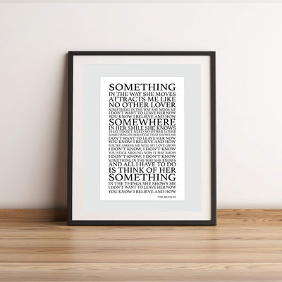 The Beatles Song Lyrics Wall Art-"Something In The Way She Moves" 11 x 14" Art Matted Print-Ready to Frame. Retro Home-Office-Cave D?cor. Perfect Love Song Gift for Beatles Fans & Inspiration.