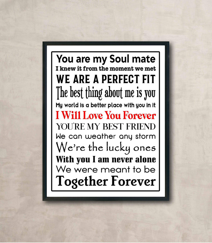 You Are My Soul Mate Love Quotes Wall Art Decor -11 x 14" Inspirational Love &amp; Marriage Poster Print-Ready to Frame. Romantic Gift for Spouse-Partner-Newlyweds. Perfect Wedding-Anniversary Present!